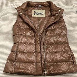 EXCELLENT CONDITION WORN ONCE HERNO BROWN PUFFER VEST